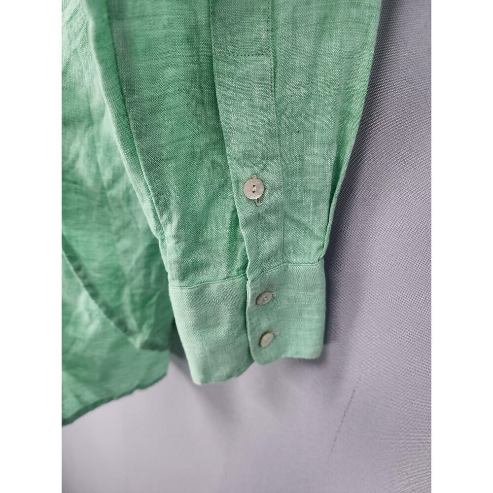 120% Tunic Womens 38 Mint 100% Linen Belted Button Front Long Sleeve - Picture 5 of 15